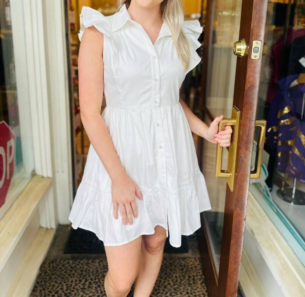 NEW TCEC fit and flare mini dress in white